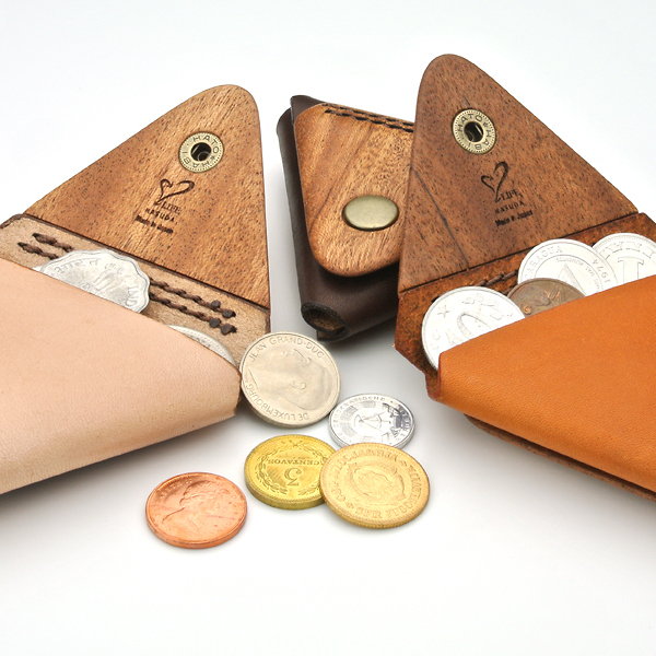 木と革のコインケース coin case02「LIFE」