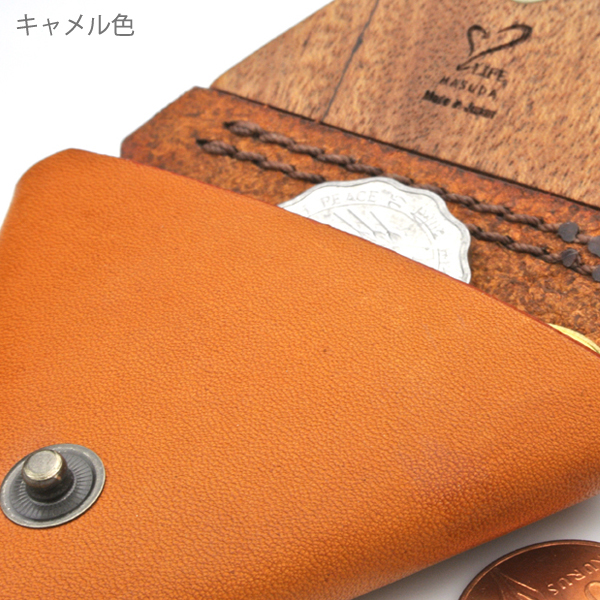 木と革のコインケース coin case02「LIFE」