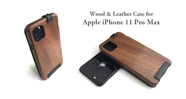 Apple iPhone 11 Pro Max 専用　木と革のデザインケース