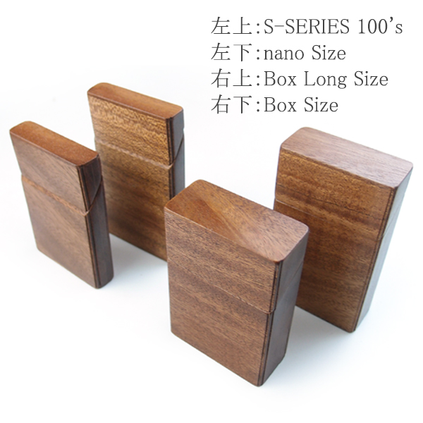 マホガニー製の木製タバコケースボックス用「LIFE」